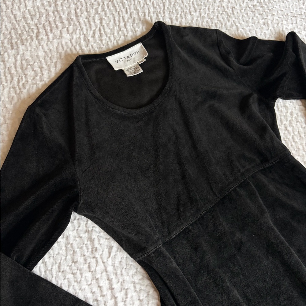 Whimsygoth Babydoll Vintage 90s Black Velvet Dress Dark Feminine Vittadini